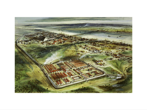 Reconstruction drawing of Londinium looking east