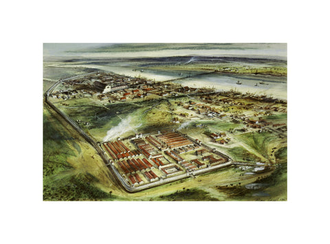 Reconstruction drawing of Londinium looking east