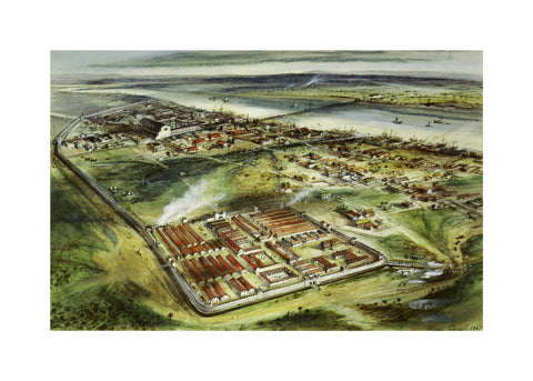 Reconstruction drawing of Londinium looking east