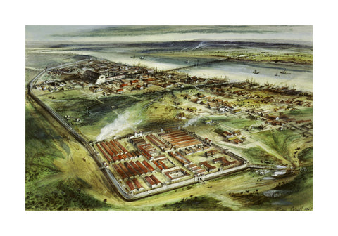 Reconstruction drawing of Londinium looking east