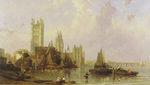 The Houses of Parliament from Millbank 19th century