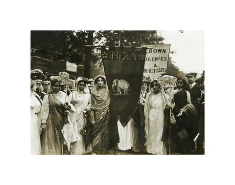Photograph of Indian suffragettes on the Women's Coronation Procession 17 June 1911