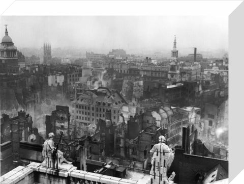 Bomb damage from St. Paul's towards Paternoster Row 1940