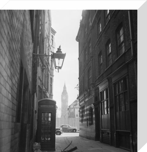 View of alleyway with houses of Parliament 20th century
