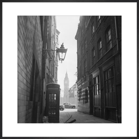 View of alleyway with houses of Parliament 20th century