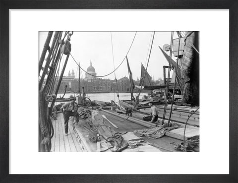 Sailing barge at Greenmoor Wharf Bankside 20th century