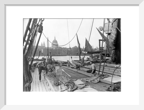 Sailing barge at Greenmoor Wharf Bankside 20th century