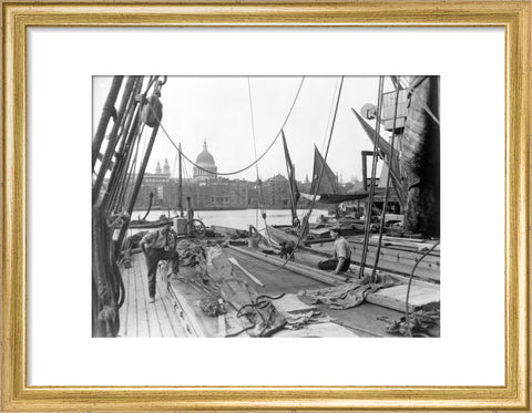 Sailing barge at Greenmoor Wharf Bankside 20th century