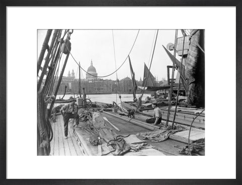 Sailing barge at Greenmoor Wharf Bankside 20th century