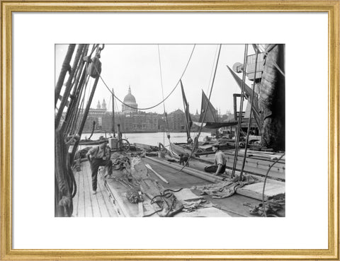 Sailing barge at Greenmoor Wharf Bankside 20th century