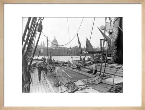 Sailing barge at Greenmoor Wharf Bankside 20th century