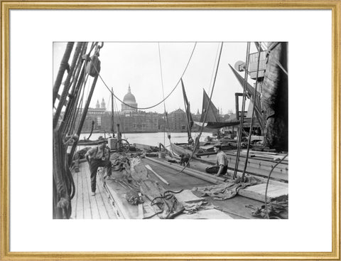 Sailing barge at Greenmoor Wharf Bankside 20th century