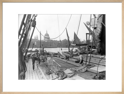 Sailing barge at Greenmoor Wharf Bankside 20th century