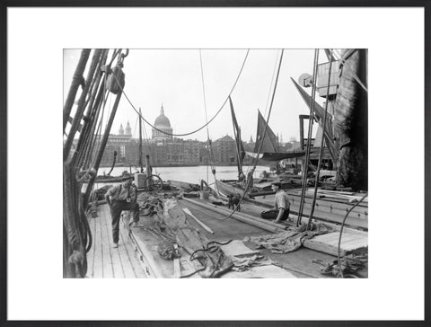 Sailing barge at Greenmoor Wharf Bankside 20th century