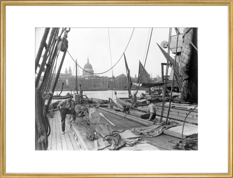 Sailing barge at Greenmoor Wharf Bankside 20th century