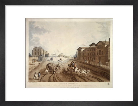 Entrance of Piccadilly or Hyde Park Corner Turnpike with a view of St George's Hospital 1797