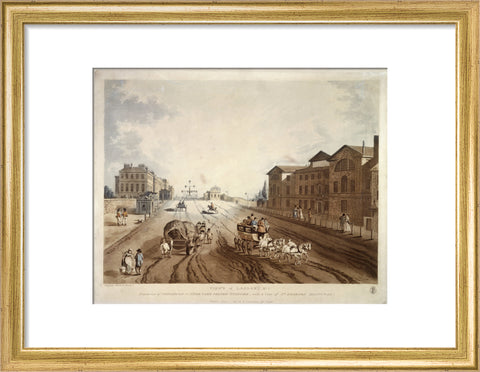 Entrance of Piccadilly or Hyde Park Corner Turnpike with a view of St George's Hospital 1797