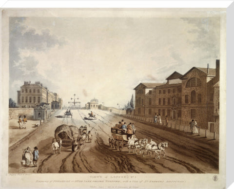 Entrance of Piccadilly or Hyde Park Corner Turnpike with a view of St George's Hospital 1797