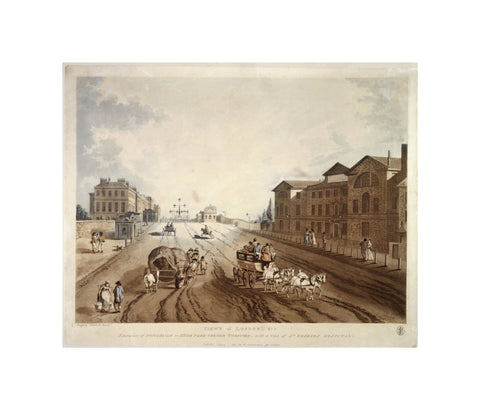 Entrance of Piccadilly or Hyde Park Corner Turnpike with a view of St George's Hospital 1797