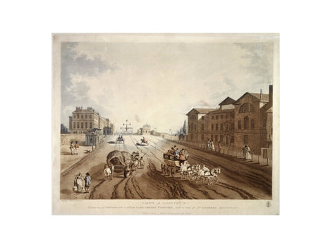 Entrance of Piccadilly or Hyde Park Corner Turnpike with a view of St George's Hospital 1797