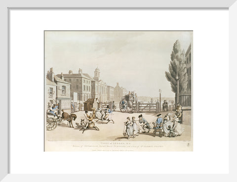 Entrance of Tottenham Court Road Turnpike with a view of St James's Chapel 1798