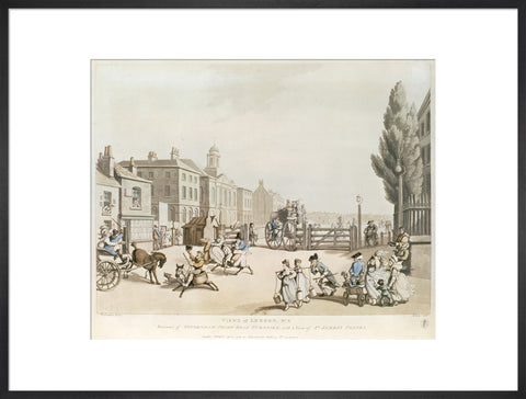 Entrance of Tottenham Court Road Turnpike with a view of St James's Chapel 1798