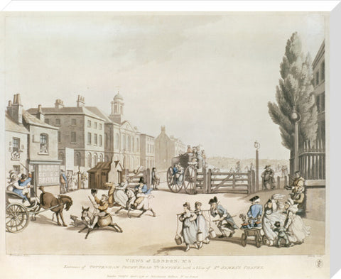Entrance of Tottenham Court Road Turnpike with a view of St James's Chapel 1798