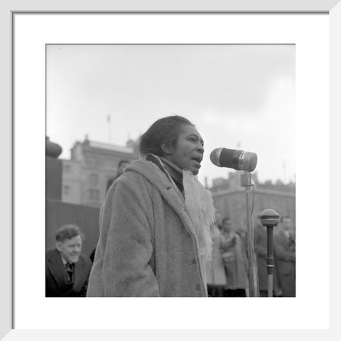 Claudia Jones addresses crowds Trafalgar Square 1962
