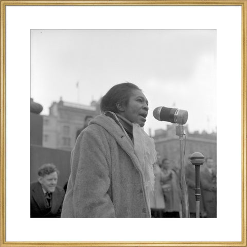 Claudia Jones addresses crowds Trafalgar Square 1962