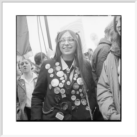 A woman participates in an anti-Nazi rally 1978