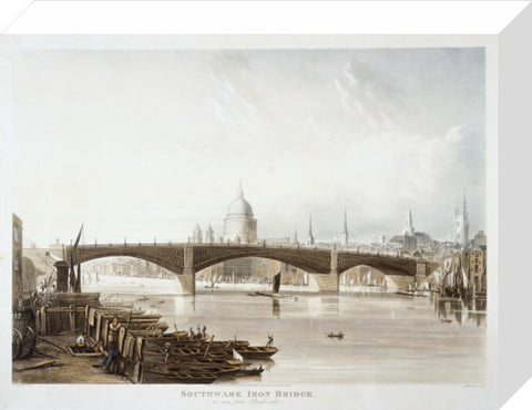 Southwark Iron Bridge as seen from Bank-side 1819