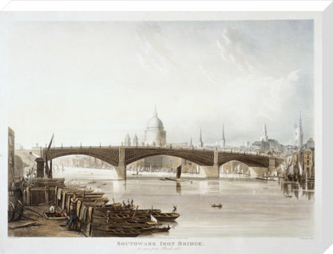 Southwark Iron Bridge as seen from Bank-side 1819