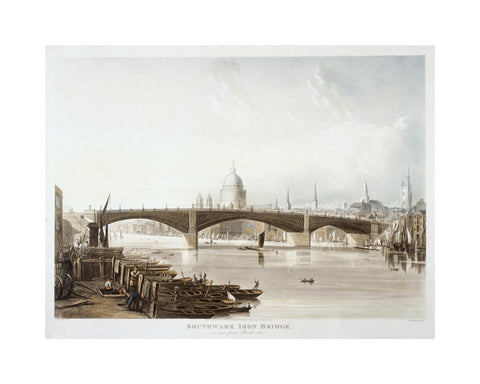 Southwark Iron Bridge as seen from Bank-side 1819