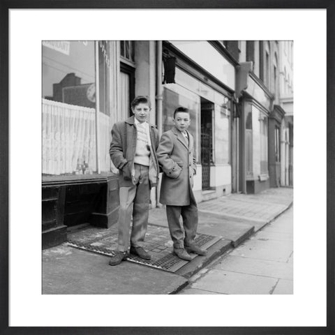 Two young 'teddy boys' pose in the street 1960