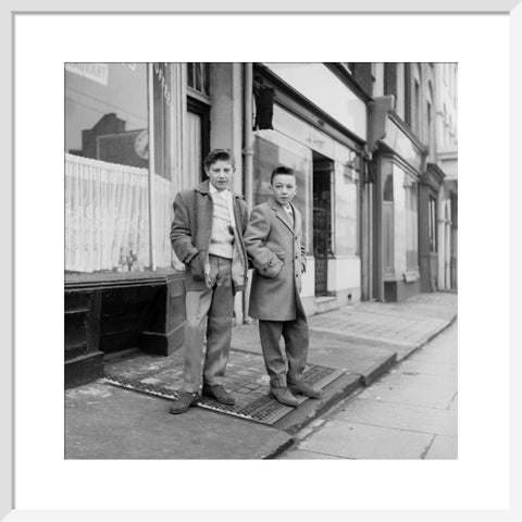 Two young 'teddy boys' pose in the street 1960