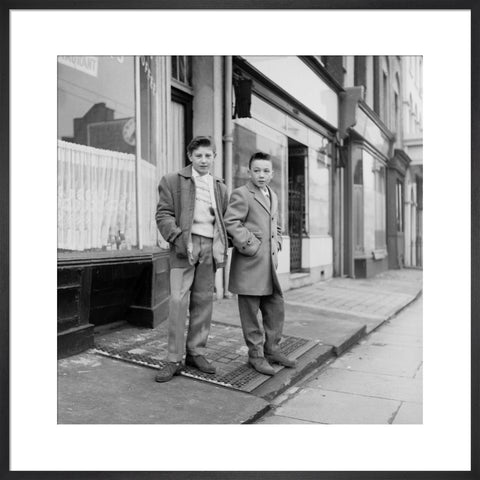 Two young 'teddy boys' pose in the street 1960