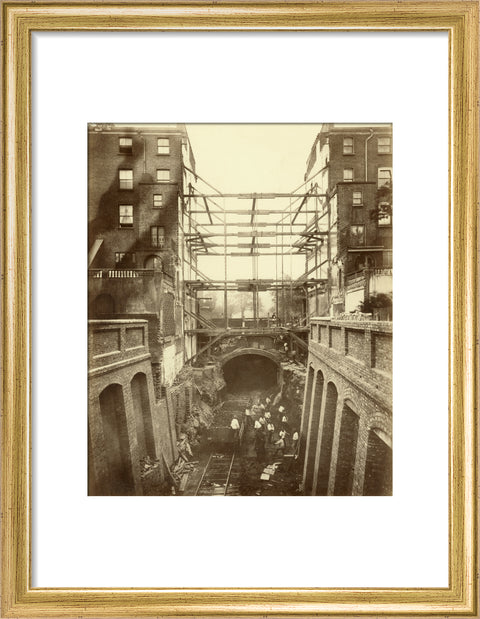 Construction of District Line underground railway 19th century
