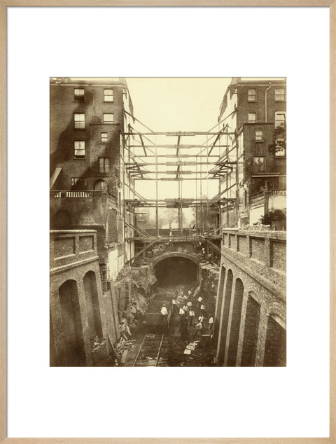 Construction of District Line underground railway 19th century