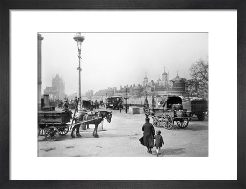 Street scene with tower of London in the distance 20th century