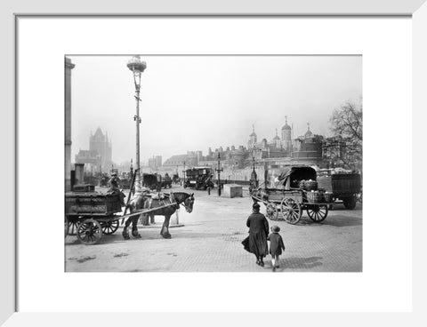 Street scene with tower of London in the distance 20th century