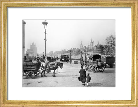 Street scene with tower of London in the distance 20th century