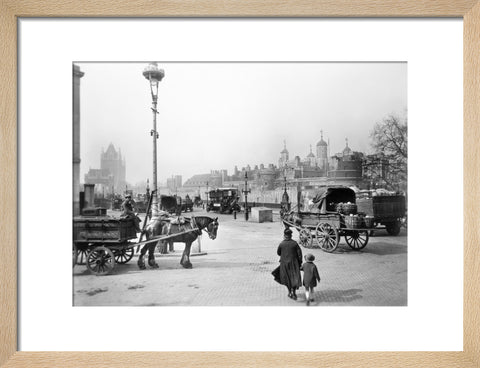 Street scene with tower of London in the distance 20th century