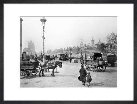 Street scene with tower of London in the distance 20th century