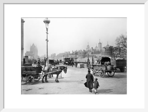 Street scene with tower of London in the distance 20th century