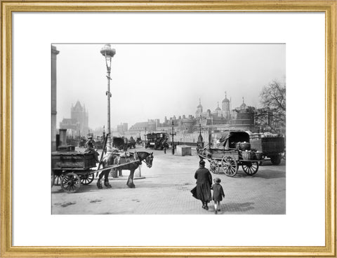 Street scene with tower of London in the distance 20th century