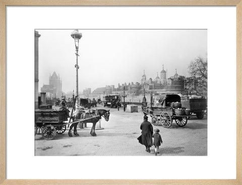 Street scene with tower of London in the distance 20th century