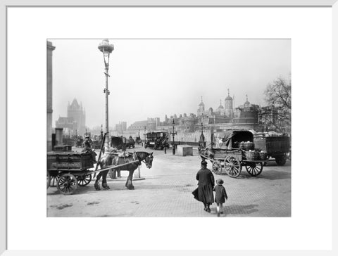Street scene with tower of London in the distance 20th century