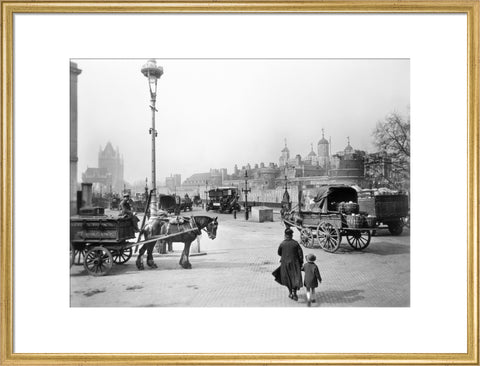 Street scene with tower of London in the distance 20th century