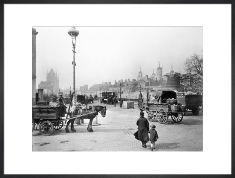 Street scene with tower of London in the distance 20th century