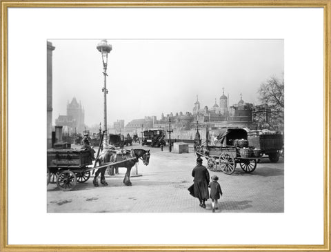 Street scene with tower of London in the distance 20th century